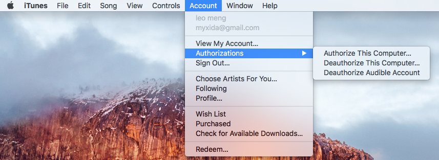 iTunesでコンピューターを認証する
